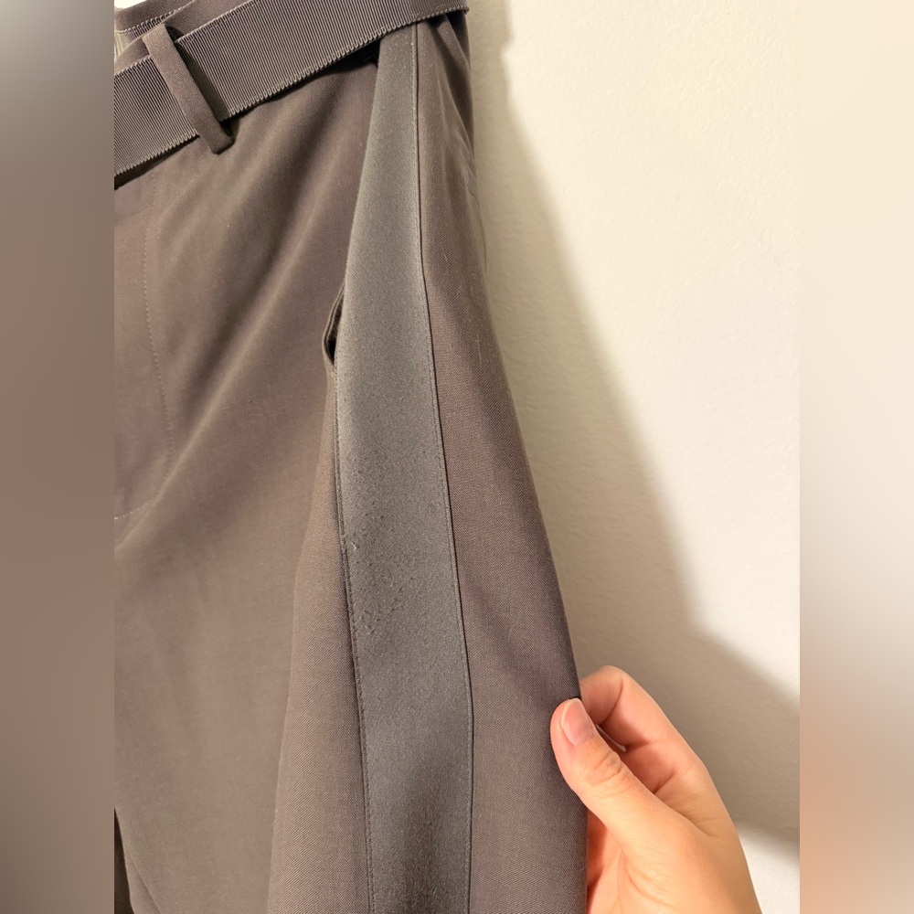 Sacai - Belted Satin Trimmed cady wide-legged pants - Picture 10 of 15